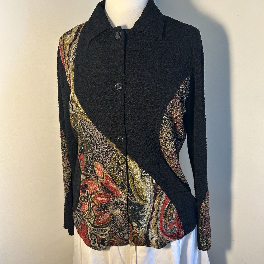 Vintage LAURA ASHLEY Shirt Blouse Blazer 1990s Artsy Boho Taiwan Made Stretchy M